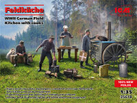 Feldküche, WWII German Field Kitchen with cooks...