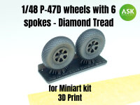 P-47D wheels with 6 spokes - Diamond Tread and masks
