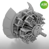 Nakajima Sakae 12 engine incl. exhausts and the open cowling flaps - 3D print for Tamiya