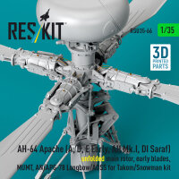 AH-64 Apache (A, D, E Early, AH Mk.I, DI Saraf) unfolded main rotor, early blades, MUMT, AN/APG-78 Longbow/ADSS for Takom/Snowman kit (3D Printed)