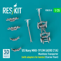US NAVY MHU-191/M (AERO 21A) Munitions Transporter (with adapters for bombs) (Carrier Fleet) (3D Printed model kit)