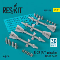 R-27 (R/T) missiles (4 pcs) (MiG-29, Su-27) (3D Printed)
