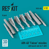 AIM-4D Falcon missiles with launch rails for F-4D/E (4...