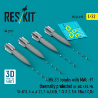 Mk.83 bombs with MAU-91 thermally protected (4 pcs) (A-4(C,E,F,L,M), TA-4F/J, A-6, A-7E, F-4(J,N,S), P-3, S-3, F/A-18(A,B,C,D)) (3D printed)
