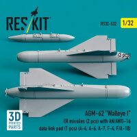 AGM-62 Walleye I ER missiles (2 pcs) with AN/AWG-16 data link pod (1 pcs) (A-4, A-6, A-7, F-4, F/A-18) (3D Printed)