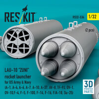 LAU-10 ZUNI rocket launcher for US Army & Navy (2 pcs) (A-1, A-4, A-6, A-7, A-10, A-37, AV-8, TF-9J, OV-1, OV-10, F-4, F-5, F-100, F-14, F-16, F/A-18, Su-25) (3D Printed)