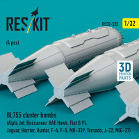 BL755 cluster bombs (4 pcs) (Alpfa Jet, Buccaneer, BAE Hawk, Fiat G.91, Jaguar, Harrier, Hunter, F-4, F-5, MB-339, Tornado, J-22, MiG-27) (3D Printed)