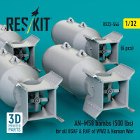 AN-M58 bombs (500 lbs) for all USAF & RAF of WW2 & Korean War (6 pcs) (3D Printed)