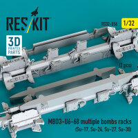 MBD3-U6-68 multiple bombs racks (2 pcs) (Su-17, Su-24, Su-27, Su-30) (3D Printed)