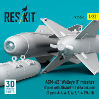 AGM-62 Walleye II missiles (2 pcs) with AN/AWG-16 data link pod (1 pcs) (A-4, A-6, A-7, F-4, F/A-18) (3D Printed)