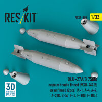 BLU-27A/B 750lb napalm bombs finned (MXU-469/B) or unfinned (2 pcs) (A-1, A-4, A-7, A-26K, B-57, F-4, F-100, F-105 ) (3D Printed)