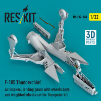 F-105 Thunderchief air intakes, landing gears with wheels bays and weighted wheels set for Trumpeter kit (3D Printed)