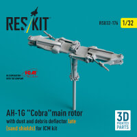 AH-1G Cobra main rotor with dust and debris deflector (sand shields) late version for ICM kit (3D Printed)