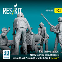 Red jersey (4 pcs) AERO 21A (MHU-191A/M) (1 pcs) with AIM-54A Phoenix (1 pcs) for F-14A,B (scene 2) (3D Printed)