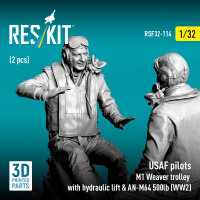 USAF pilots (2 pcs) & M1 Weaver trolley with hydraulic lift & AN-M64 500lb (WW2) (3D Printed)