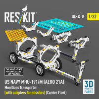 US NAVY MHU-191/M (AERO 21A) Munitions Transporter (with adapters for bombs) (Carrier Fleet) (3D Printed model kit)