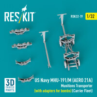 US NAVY MHU-191/M (AERO 21A) Munitions Transporter (with adapters for bombs) (Carrier Fleet) (3D Printed model kit)