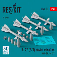 R-27 (R/T) missiles (4 pcs) (MiG-29, Su-27) (3D Printed)