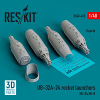 UB-32A-24 rocket launchers (4 pcs) (Mi-24,Mi-8) (3D Printed)