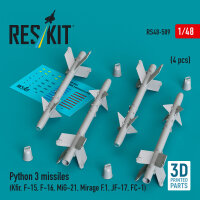 Python 3 missiles (4 pcs) (Kfir, F-15, F-16, MiG-21, Mirage F.1, JF-17, FC-1) (3D Printed)