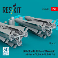 LAU-88 with (2 pcs) AGM-65 Maverick missiles (6 pcs) (A-7D, F-4, A-10, F-16) (3D Printed)