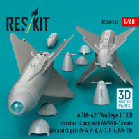 AGM-62 Walleye II ER missiles (2 pcs) with AN/AWG-16 data link pod (1 pcs) (A-4, A-6, A-7, F-4, F/A-18) (3D Printed)