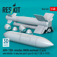 AGM-130A missiles (2 pcs) (Mk84 warhead) with AN/AXQ-14 data link pod (1 pcs) (F-16I, F-15E, F-111F) (3D Printed)