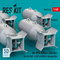 AN-M58 bombs (6 pcs) (500 lbs) for all USAF & RAF of WW2 & Korean War (3D Printed)