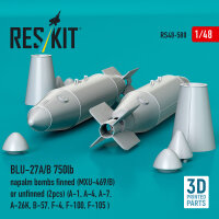 BLU-27A/B 750lb napalm bombs finned (MXU-469/B) or unfinned (2pcs) (A-1, A-4, A-7, A-26K, B-57, F-4, F-100, F-105 ) (3D Printed)