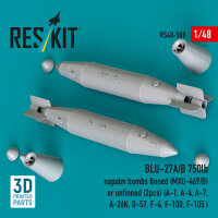 BLU-27A/B 750lb napalm bombs finned (MXU-469/B) or unfinned (2pcs) (A-1, A-4, A-7, A-26K, B-57, F-4, F-100, F-105 ) (3D Printed)