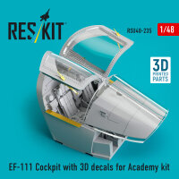 EF-111 Cockpit with 3D decals for Academy kit (3D Printed)