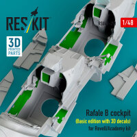 Rafale B cockpit (Basic edition with 3D decals) for Revell/Academy kit (3D Printed)