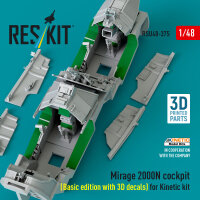Mirage 2000N cockpit (Basic edition with 3D decals) for Kinetic kit (3D Printed)