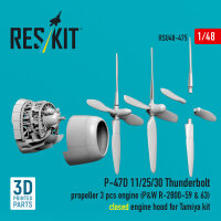P-47D 11/25/30 Thunderbolt propeller (3 pcs), engine...
