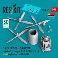 P-47D 11/25/30 Thunderbolt propeller (3 pcs), engine...