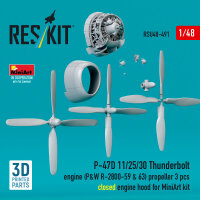 P-47D 11/25/30 Thunderbolt propeller (3 pcs), engine...