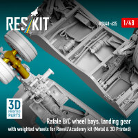 Rafale B/C wheel bays, landing gear with weighted wheels (3D Printed) Revell / Academy