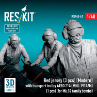 Red jersey (3 pcs) (Modern) with transport trolley AERO 21A (MHU-191A/M) (1 pcs) (for Mk.82 family bombs) (3D Printed)