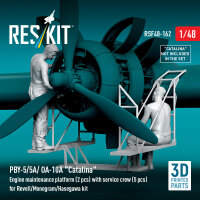 PBY-5/5A/ OA-10A Catalina Engine maintenance platform (2 pcs) with service crew (5 pcs) for Revell/Monogram/Hasegawa kit (3D Printed)