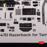 P-47D Razorback interior 3D decals for Tamiya kit