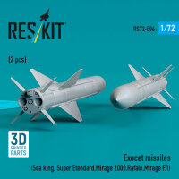 Exocet missiles (2 pcs) (Sea King, Super Etendard, Mirage 2000, Rafale, Mirage F.1) (3D Printed)