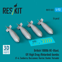 British 1000lb HE-Blast, GP, High Drag (Retarded) bombs...