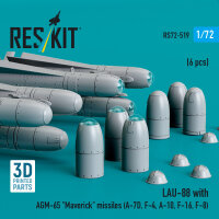 LAU-88 with (2 pcs) AGM-65 Maverick missiles (6 pcs) (A-7D, F-4, A-10, F-16) (3D Printed)
