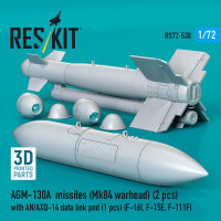 AGM-130A missiles (Mk84 warhead) (2 pcs) with AN/AXQ-14 data link pod (1 pcs) (F-16I, F-15E, F-111F) (3D Printed)