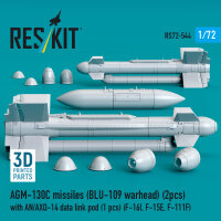 AGM-130C missiles (BLU-109 warhead) (2 pcs) with AN/AXQ-14 data link pod (1 pcs) (F-16I, F-15E, F-111F) (3D Printed)