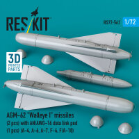AGM-62 Walleye I missiles (2 pcs) with AN/AWG-16 data link pod (1 pcs) (A-4, A-6, A-7, F-4, F/A-18) (3D Printed)