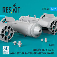 FAB-250 ?-54 bombs (4 pcs) (MiG-21/23/27/29, Su-7/17/20/22/24/25/27/30/ YAK-130) (3D Printed)
