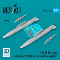 MiG-29 Fulcrum underwing PTB-1150 fuel tanks with wing pylons (2 pcs) (3D Printed)
