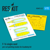 F-16 single-seat pre-cut painting masks for Academy