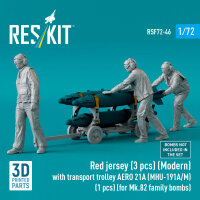Red jersey (3 pcs) (Modern) with transport trolley AERO 21A (MHU-191A/M) (1 pcs) (for Mk.82 family bombs) (3D Printed)